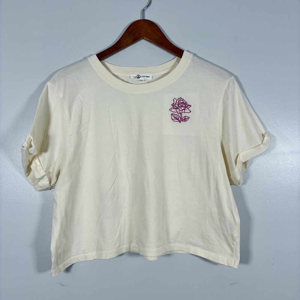 Love Peace & Lazy Days Crop T-Shirt XL The Alchemy Rose Cottage Literary Indie